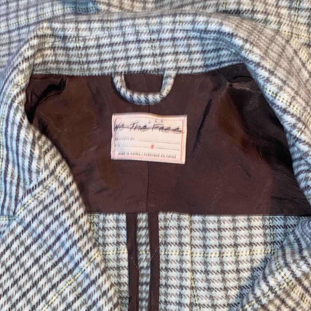 Free People WE THE FREE Liberty Duster Plaid Wool Blend Coat Size Small - Picture 5 of 9